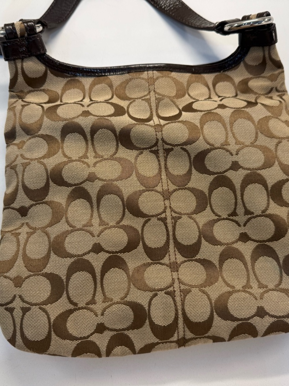 Coach Signature vintage Canvas Shoulder Bag in Tan and Dark Brown - Picture 2 of 6